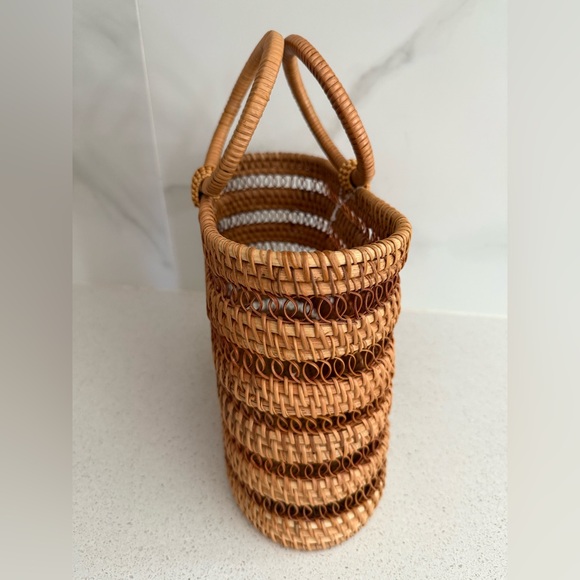 Cult Gaia Coco Rattan Wicker Medium Top Handle Bag - Picture 5 of 9